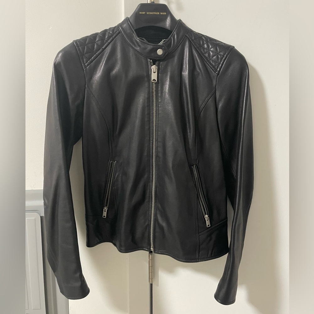 Marc New York Black Racer Leather Jacket, women’s size S
